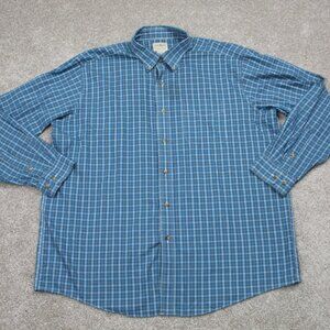 L.L. Bean Kennebuck Shirt Mens XL Blue/Orange Traditional Fit Wrinkle Free L/S